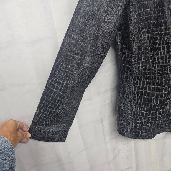 Bamboo Traders Jacket Black Croc Print Animal Punk Grunge Goth Streetwear L - Picture 5 of 13